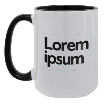 Lorem ipsum, Κούπα Mega 15oz, κεραμική Μαύρη, 450ml