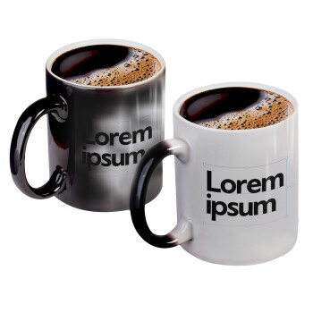 Lorem ipsum, Color changing magic Mug, ceramic, 330ml when adding hot liquid inside, the black colour desappears (1 pcs)
