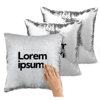 Lorem ipsum, Μαξιλάρι καναπέ Μαγικό Ασημένιο με πούλιες 40x40cm περιέχεται το γέμισμα