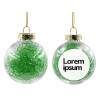 Transparent Christmas tree ball ornament with green filling 8cm