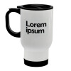 Lorem ipsum, Κούπα ταξιδιού ανοξείδωτη με καπάκι, διπλού τοιχώματος (θερμό) λευκή 450ml