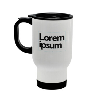 Lorem ipsum, Κούπα ταξιδιού ανοξείδωτη με καπάκι, διπλού τοιχώματος (θερμό) λευκή 450ml