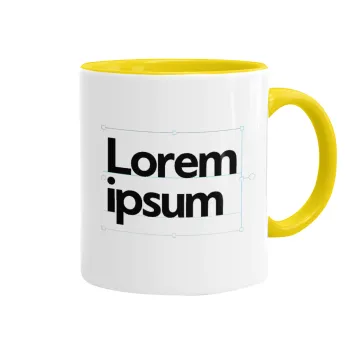 Lorem ipsum, Κούπα χρωματιστή κίτρινη, κεραμική, 330ml