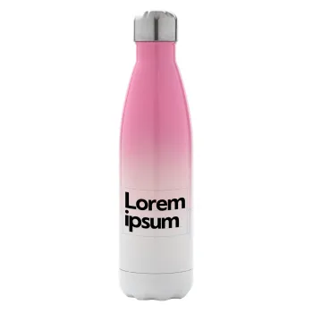 Lorem ipsum, Μεταλλικό παγούρι θερμός Ροζ/Λευκό (Stainless steel), διπλού τοιχώματος, 500ml