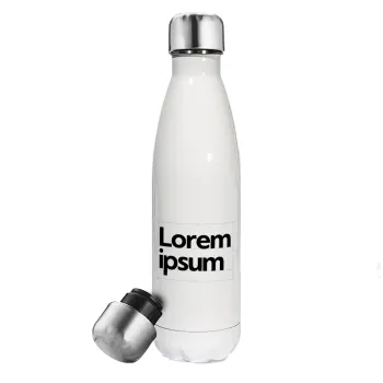 Lorem ipsum, Μεταλλικό παγούρι θερμός Λευκό (Stainless steel), διπλού τοιχώματος, 500ml