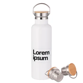 Lorem ipsum, Stainless steel White with wooden lid (bamboo), double wall, 750ml