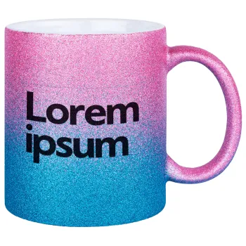 Lorem ipsum, Κούπα Χρυσή/Μπλε Glitter, κεραμική, 330ml