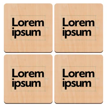 Lorem ipsum, ΣΕΤ x4 Σουβέρ ξύλινα τετράγωνα plywood (9cm)