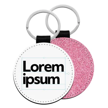 Lorem ipsum, Μπρελόκ Δερματίνη, στρογγυλό ΡΟΖ (5cm)