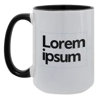 Lorem ipsum, Κούπα Mega 15oz, κεραμική Μαύρη, 450ml