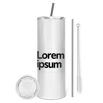 Lorem ipsum, Tumbler ποτήρι θερμό από ανοξείδωτο ατσάλι 600ml, με μεταλλικό καλαμάκι & βούρτσα καθαρισμού