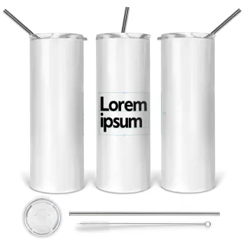 Lorem ipsum, Tumbler ποτήρι θερμό από ανοξείδωτο ατσάλι 600ml, με μεταλλικό καλαμάκι & βούρτσα καθαρισμού