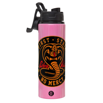 cobra kai strike first dojo, Metallic water bottle with safety lid, 850ml aluminum