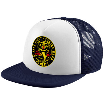 cobra kai strike first dojo, Children's Soft Trucker Cap with Dark Blue/White Mesh (POLYESTER, CHILDREN, ONE SIZE)