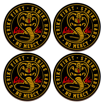 cobra kai strike first dojo, ΣΕΤ x4 Σουβέρ ξύλινα στρογγυλά plywood (9cm)