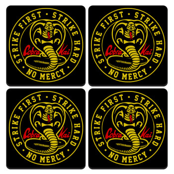 cobra kai strike first dojo, ΣΕΤ 4 Σουβέρ ξύλινα τετράγωνα (9cm)