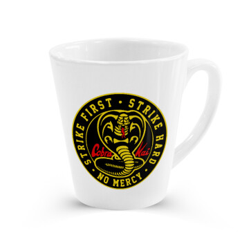 cobra kai strike first dojo, Κούπα κωνική Latte Λευκή, κεραμική, 300ml