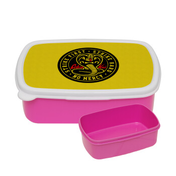 cobra kai strike first dojo, ΡΟΖ παιδικό δοχείο φαγητού (lunchbox) πλαστικό (BPA-FREE) Lunch Βox M18 x Π13 x Υ6cm