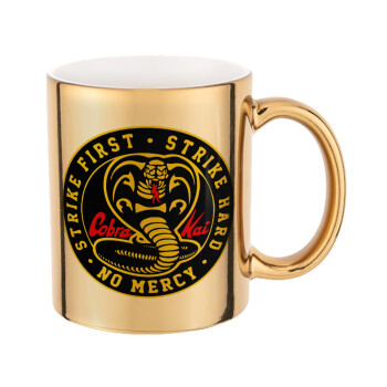 cobra kai strike first dojo, Mug ceramic, gold mirror, 330ml