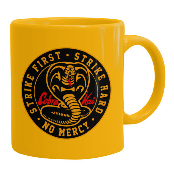 cobra kai strike first dojo, Ceramic coffee mug yellow, 330ml (1pcs)