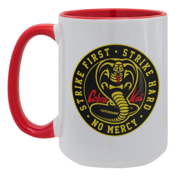 cobra kai strike first dojo, Κούπα Mega 15oz, κεραμική Κόκκινη, 450ml