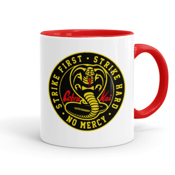 cobra kai strike first dojo, Mug colored red, ceramic, 330ml