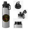 Metallic water bottle with safety cap, 850ml aluminum