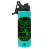 Metallic water bottle with safety lid, 850ml aluminum