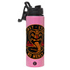 Metallic water bottle with safety lid, 850ml aluminum