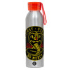 Aluminum Sports Bottle 650ml – Silver with Red Cap and Silicone Strap