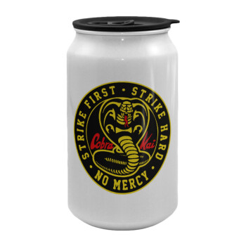 cobra kai strike first dojo, Κούπα ταξιδιού μεταλλική με καπάκι (tin-can) 500ml
