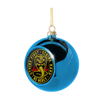 cobra kai strike first dojo, Blue Christmas tree ball ornament 8cm