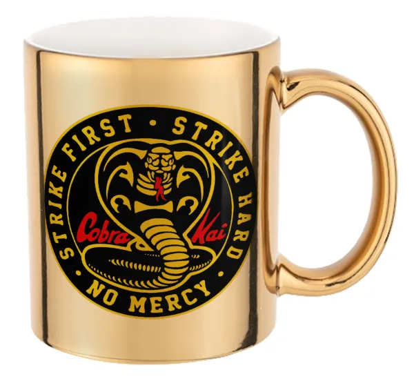 cobra kai strike first dojo — Mug ceramic, gold mirror, 330ml