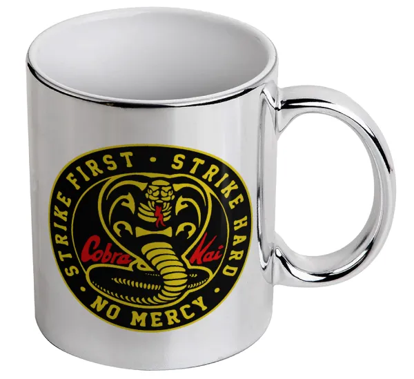 cobra kai strike first dojo — Κούπα κεραμική, ασημένια καθρέπτης, 330ml