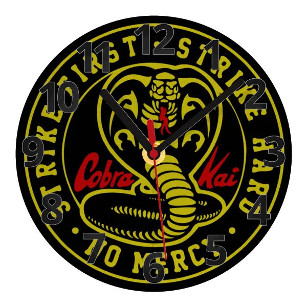cobra kai strike first dojo — Ρολόι τοίχου γυάλινο 20cm