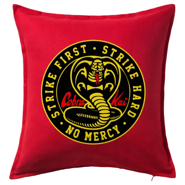 cobra kai strike first dojo — Μαξιλάρι καναπέ Κόκκινο 100% βαμβάκι, περιέχεται το γέμισμα (50x50cm)