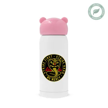 cobra kai strike first dojo, Pink stainless steel thermal flask, 320ml