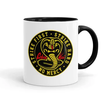 cobra kai strike first dojo, Κούπα χρωματιστή μαύρη, κεραμική, 330ml