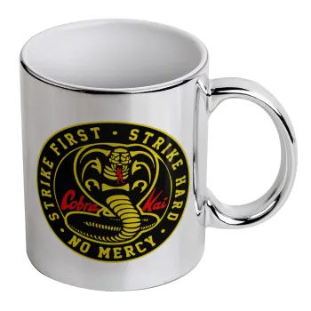 cobra kai strike first dojo, Κούπα κεραμική, ασημένια καθρέπτης, 330ml