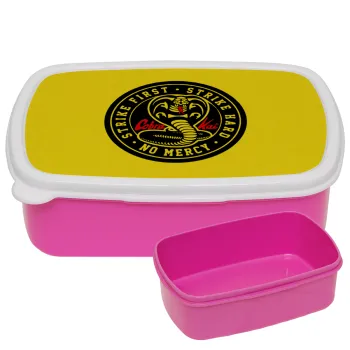 cobra kai strike first dojo, ΡΟΖ παιδικό δοχείο φαγητού (lunchbox) πλαστικό (BPA-FREE) Lunch Βox M18 x Π13 x Υ6cm
