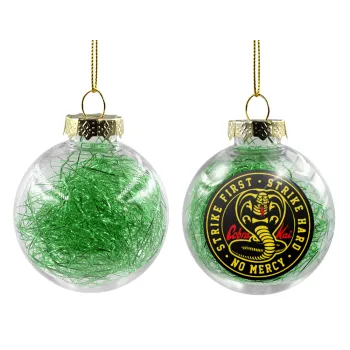 cobra kai strike first dojo, Transparent Christmas tree ball ornament with green filling 8cm