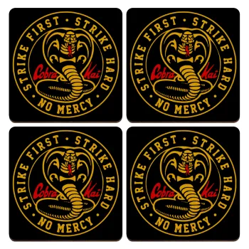 cobra kai strike first dojo, ΣΕΤ x4 Σουβέρ ξύλινα τετράγωνα plywood (9cm)