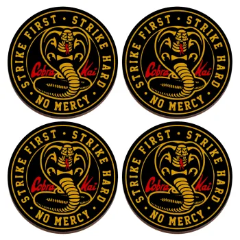 cobra kai strike first dojo, ΣΕΤ x4 Σουβέρ ξύλινα στρογγυλά plywood (9cm)
