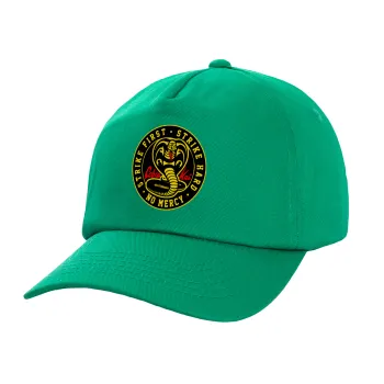 cobra kai strike first dojo, Children's Baseball Cap, 100% Cotton Twill, Green (COTTON, CHILDREN'S, UNISEX, ONE SIZE)