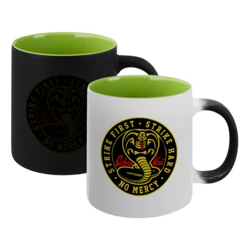 cobra kai strike first dojo, Κούπα Μαγική εσωτερικό πράσινο, κεραμική 330ml που αλλάζει χρώμα με το ζεστό ρόφημα
