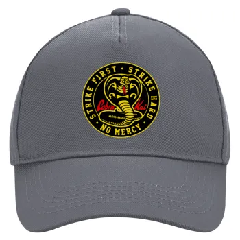 cobra kai strike first dojo, Καπέλο Ενηλίκων Ultimate Γκρι, (100% ΒΑΜΒΑΚΕΡΟ DRILL, ΕΝΗΛΙΚΩΝ, UNISEX, ONE SIZE)