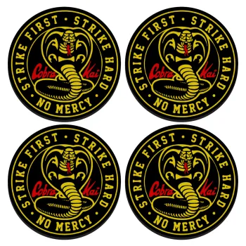 cobra kai strike first dojo, SET of 4 round wooden coasters (9cm)