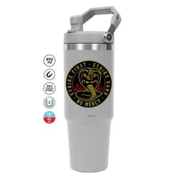 cobra kai strike first dojo, GREY color, 890ml (30oz) stainless Steel Tumbler with Handle