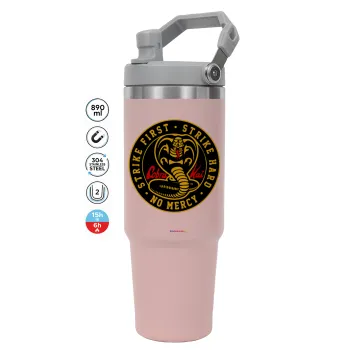 cobra kai strike first dojo, Pink color, 890ml (30oz) stainless Steel Tumbler with Handle