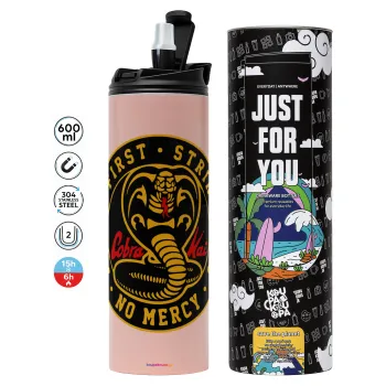 cobra kai strike first dojo, Tumbler stainless steel PINK 600ml